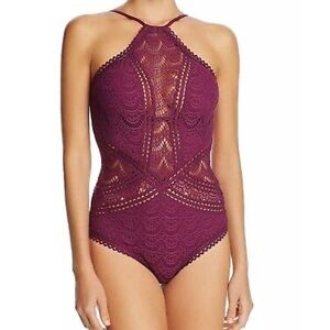 Becca Color Play High Neck One Piece In Raisin